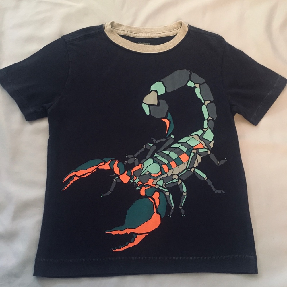 Kids Navy Tee with Scorpion Graphic - Orange & Teal